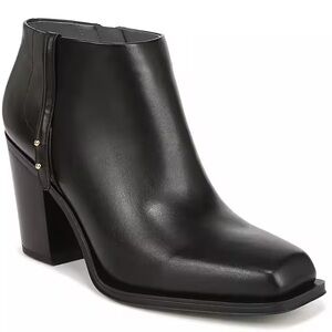 Franco Sarto Vivica Black Leather Square Toe Ankle Boots Size 7